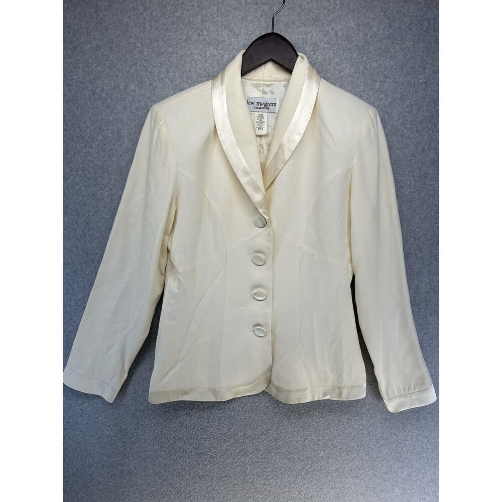 Lew Magram Collection Women’s Blazer Size 8 Cream White Single Breasted Button